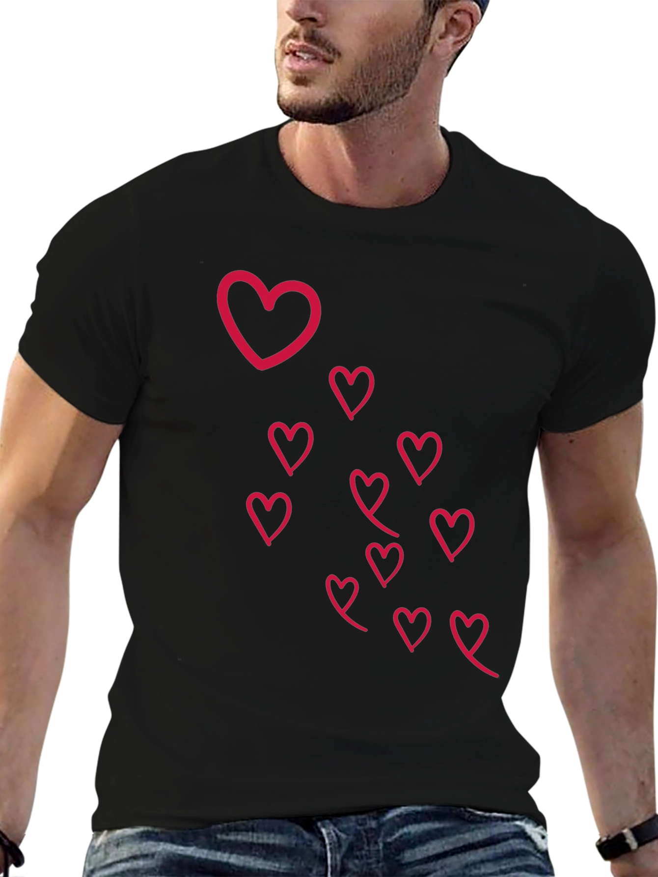Heart Design Black T-Shirt
