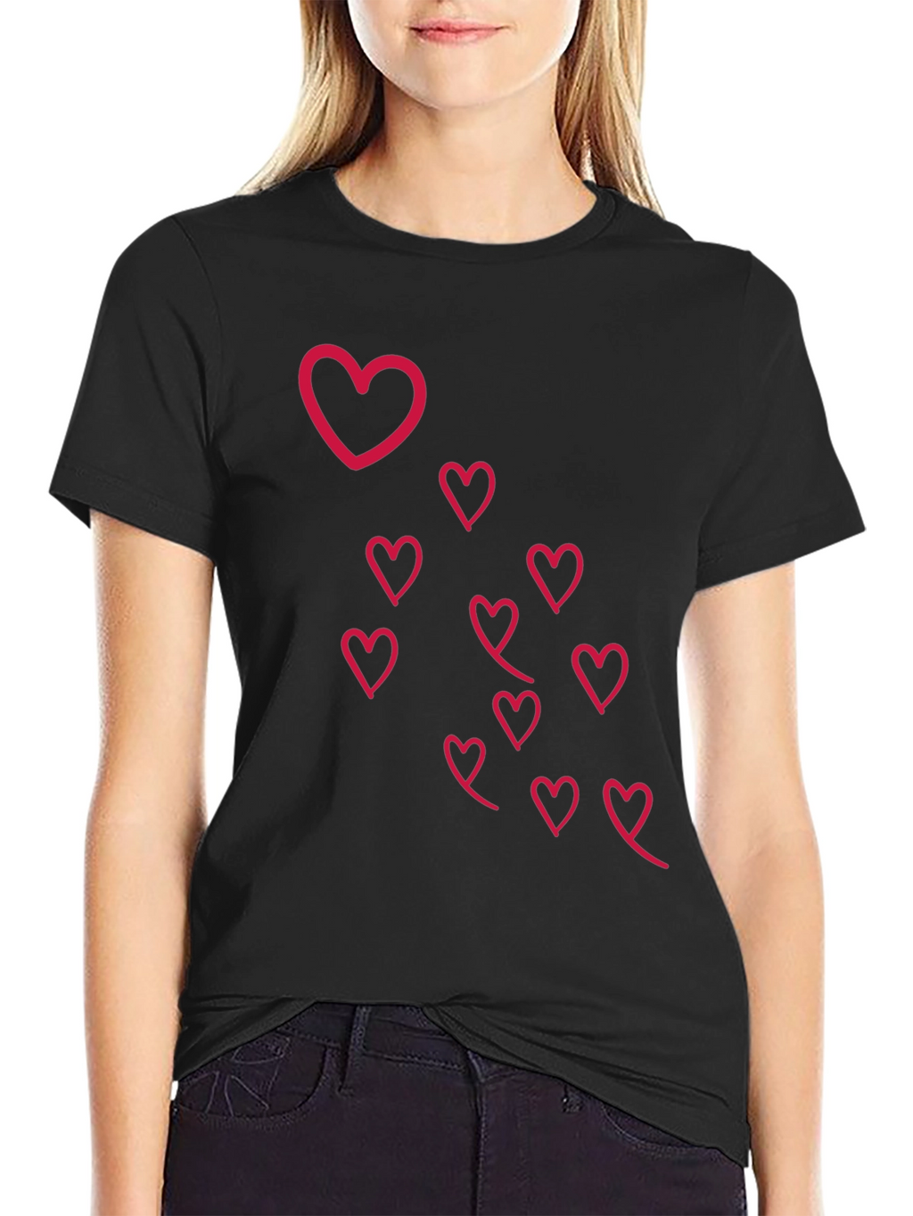 Heart Design Black T-Shirt