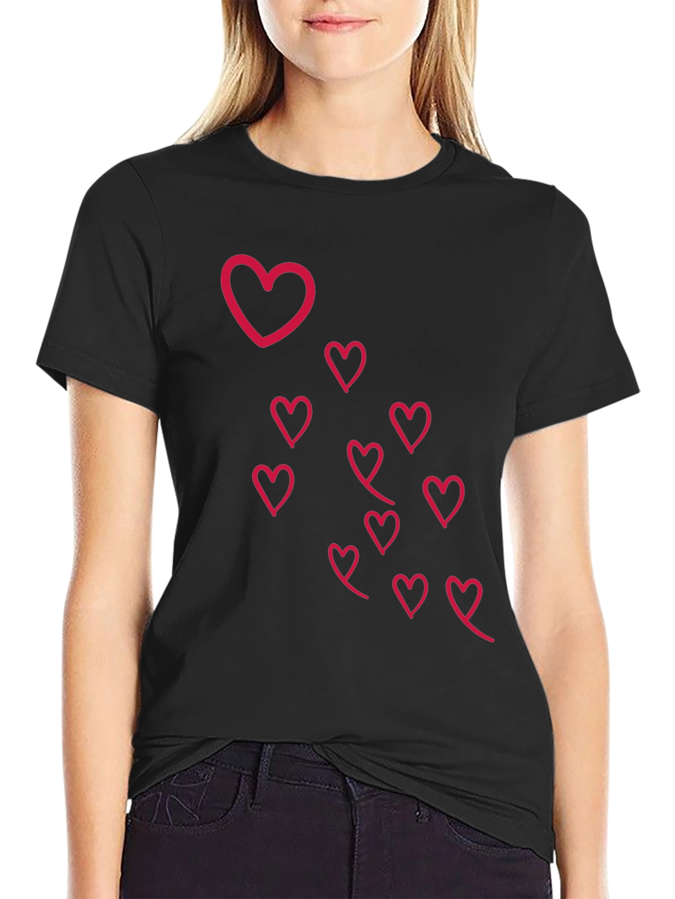 Heart Design Black T-Shirt