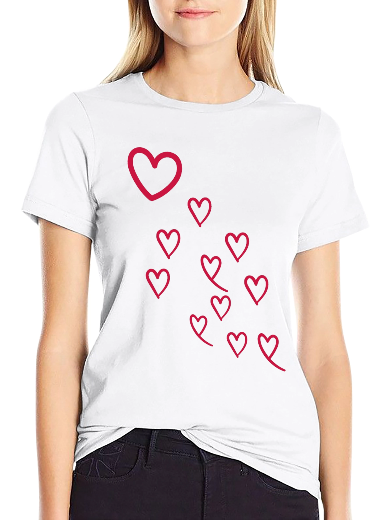 Heart Design Black T-Shirt