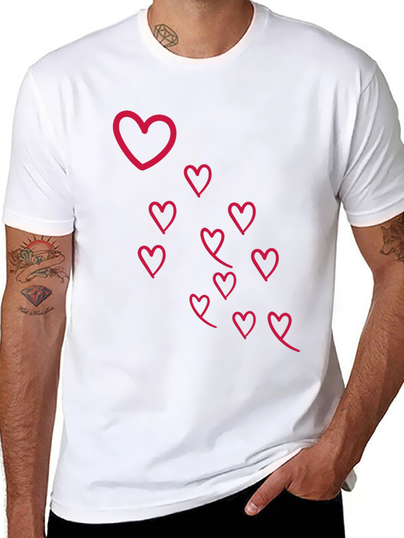 Heart Design Black T-Shirt