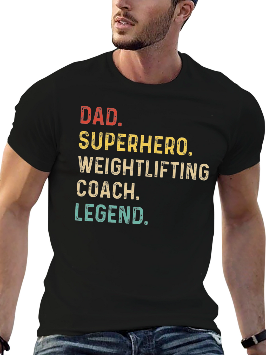 Dad Superhero Weightlifting Coach Legend T-Shirt