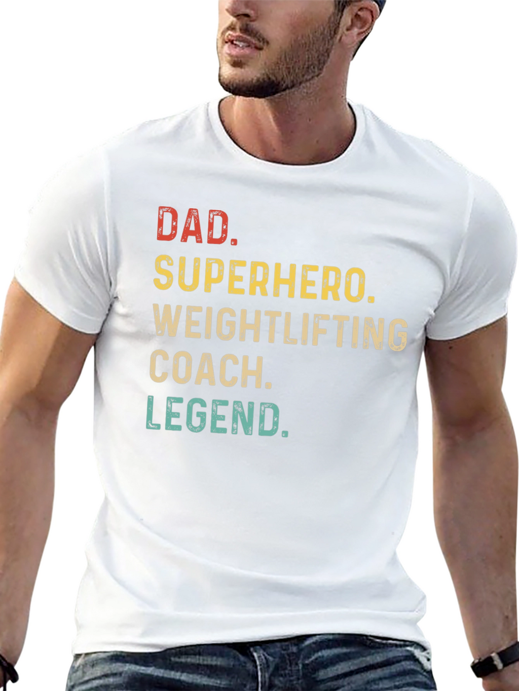 Dad Superhero Weightlifting Coach Legend T-Shirt