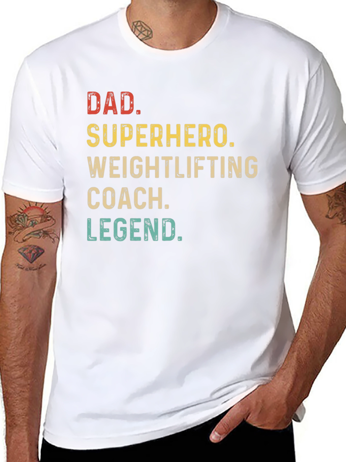 Dad Superhero Weightlifting Coach Legend T-Shirt