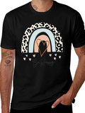 Be Happy Rainbow Leopard Print T-Shirt