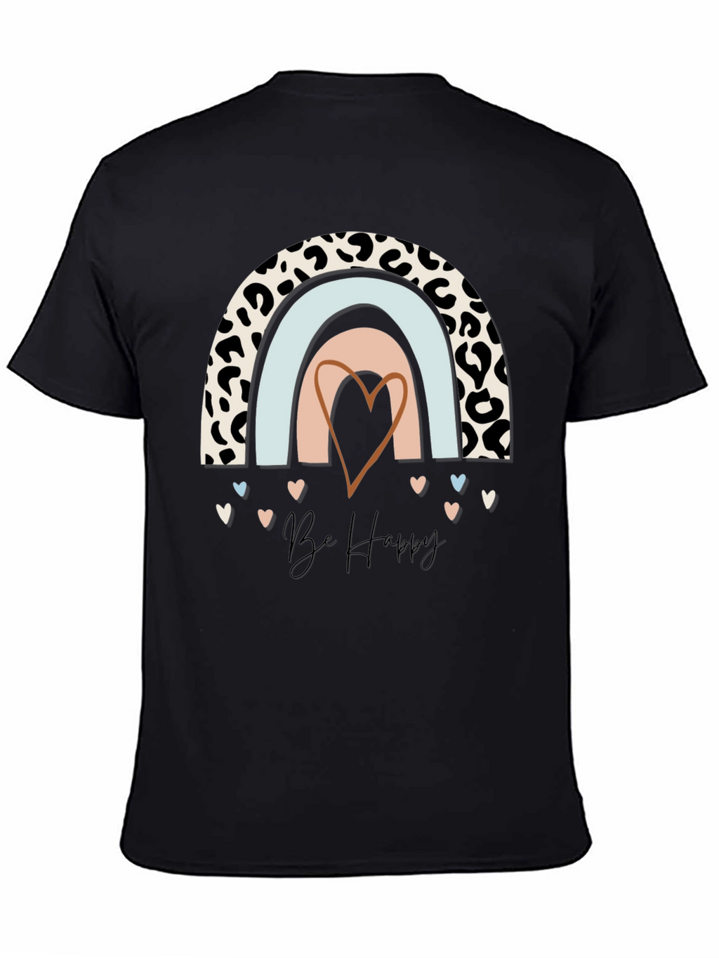Be Happy Rainbow Leopard Print T-Shirt