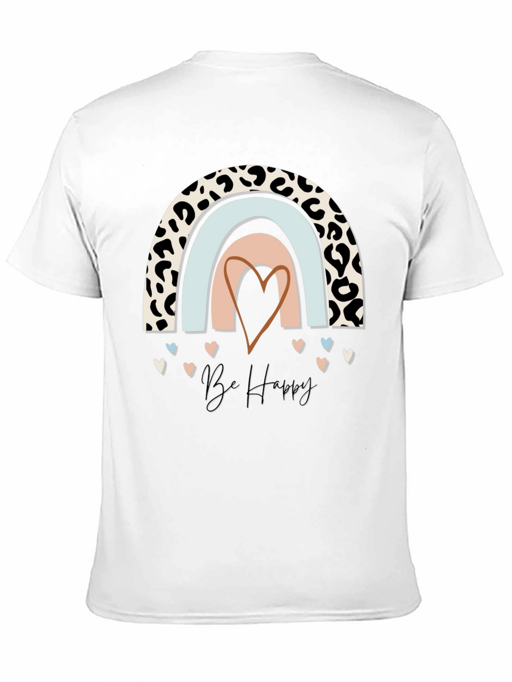 Be Happy Rainbow Leopard Print T-Shirt