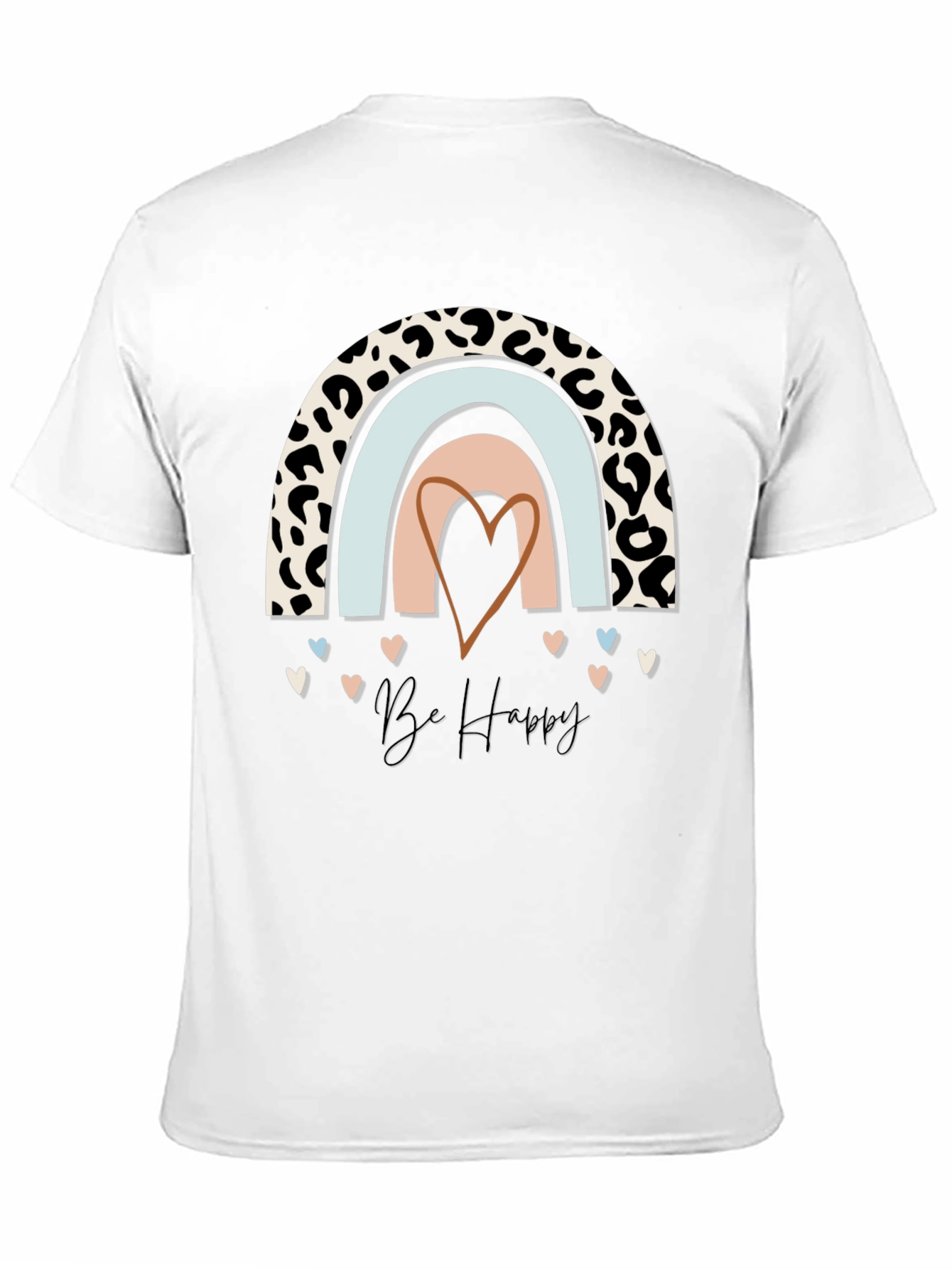 Be Happy Rainbow Leopard Print T-Shirt