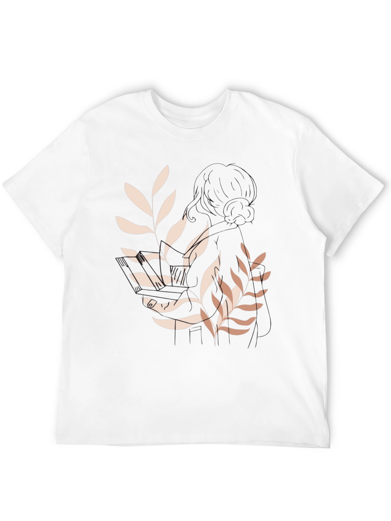 Botanical Print Black Casual Tee