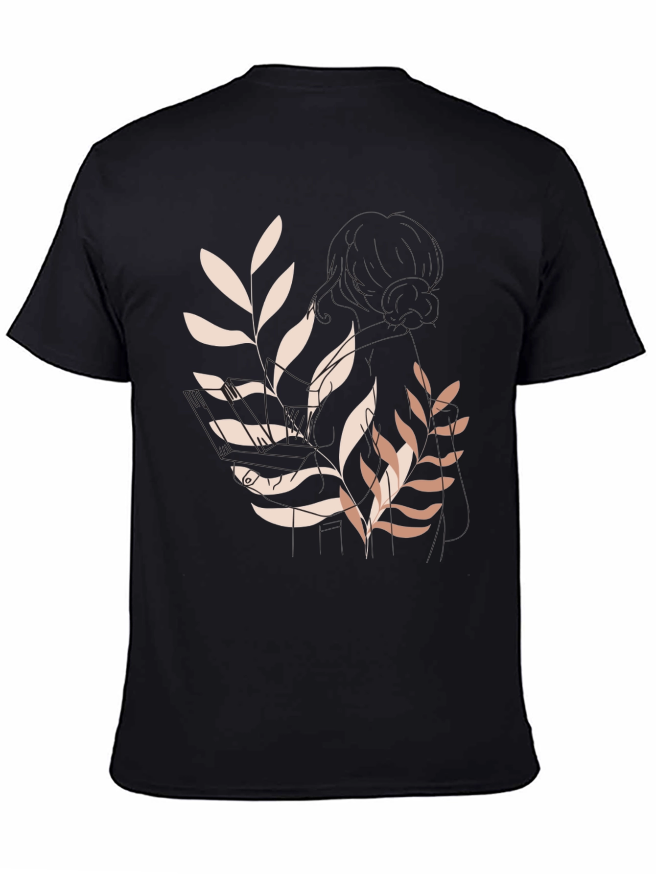 Botanical Print Black Casual Tee