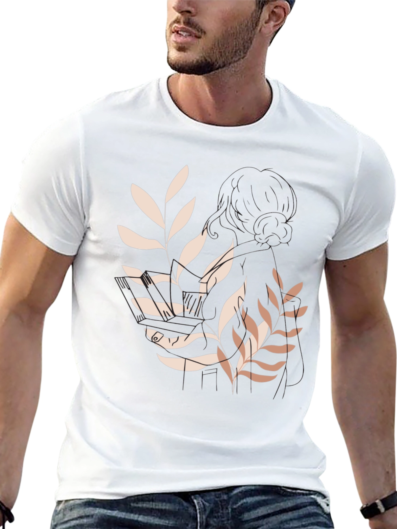 Botanical Print Black Casual Tee