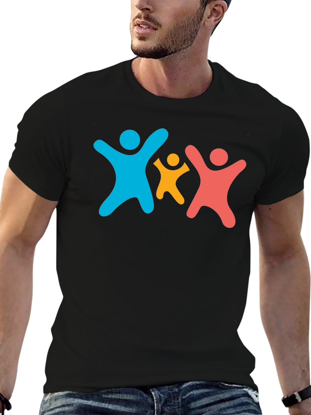 Family Unity Black Cotton T-Shirt