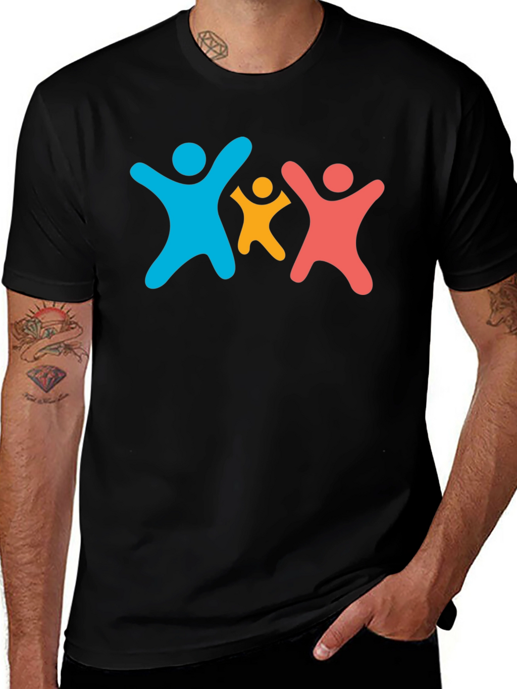 Family Unity Black Cotton T-Shirt