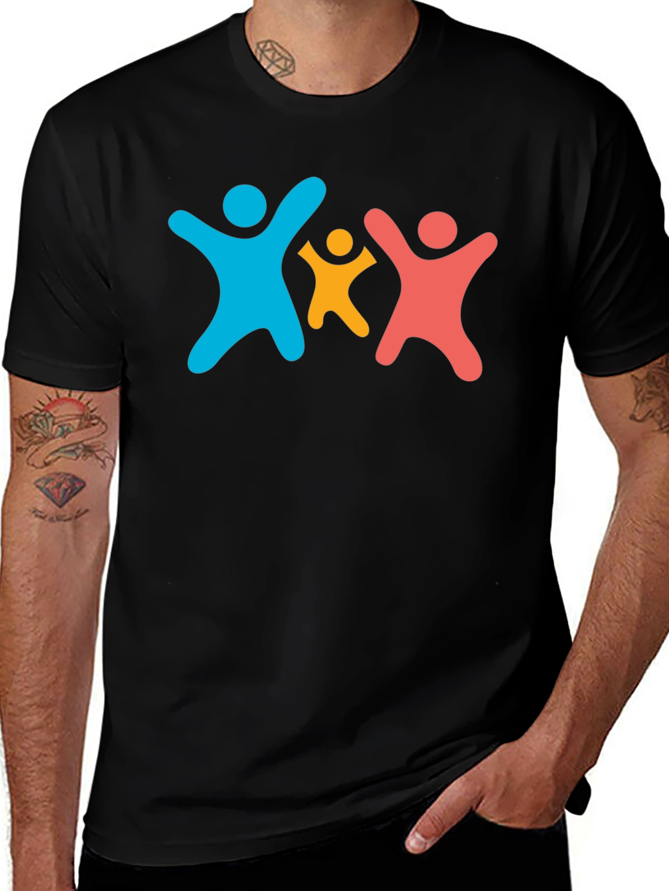 Family Unity Black Cotton T-Shirt