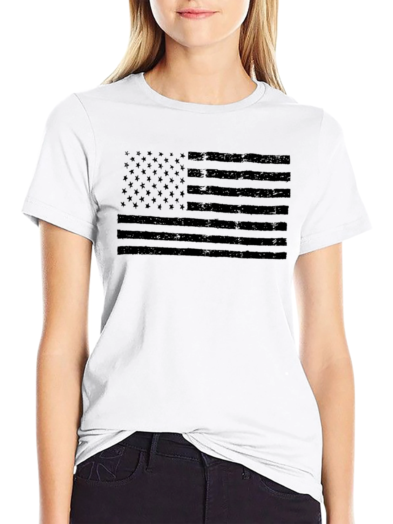 Mens Black American Flag Graphic Tee