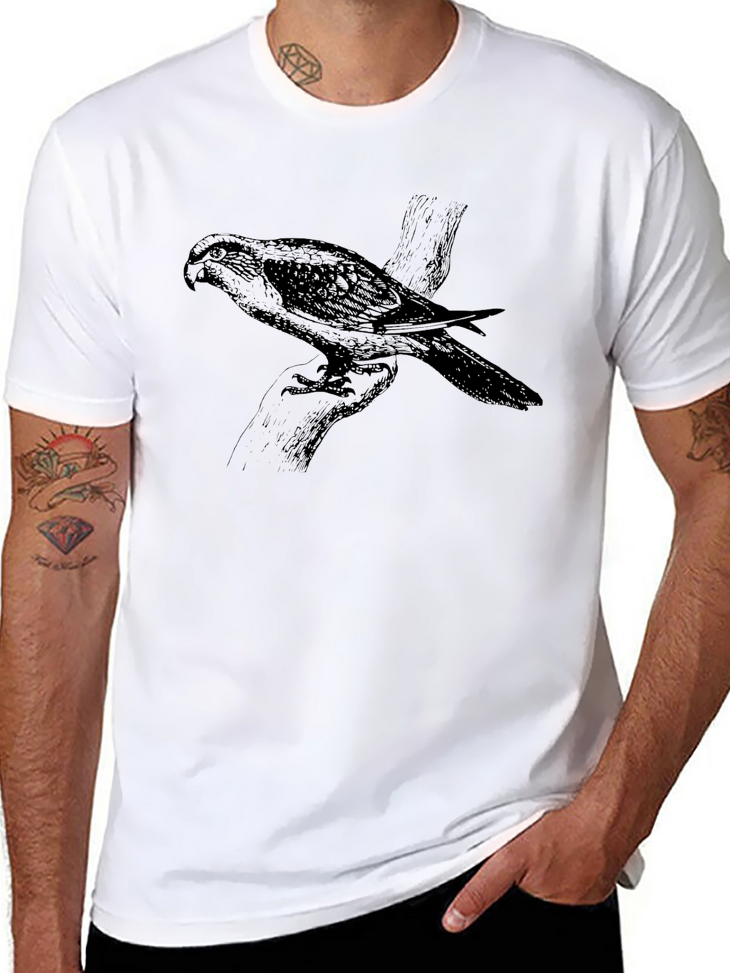 Black Bird Graphic Tee - Stylish Mens Casual Shirt