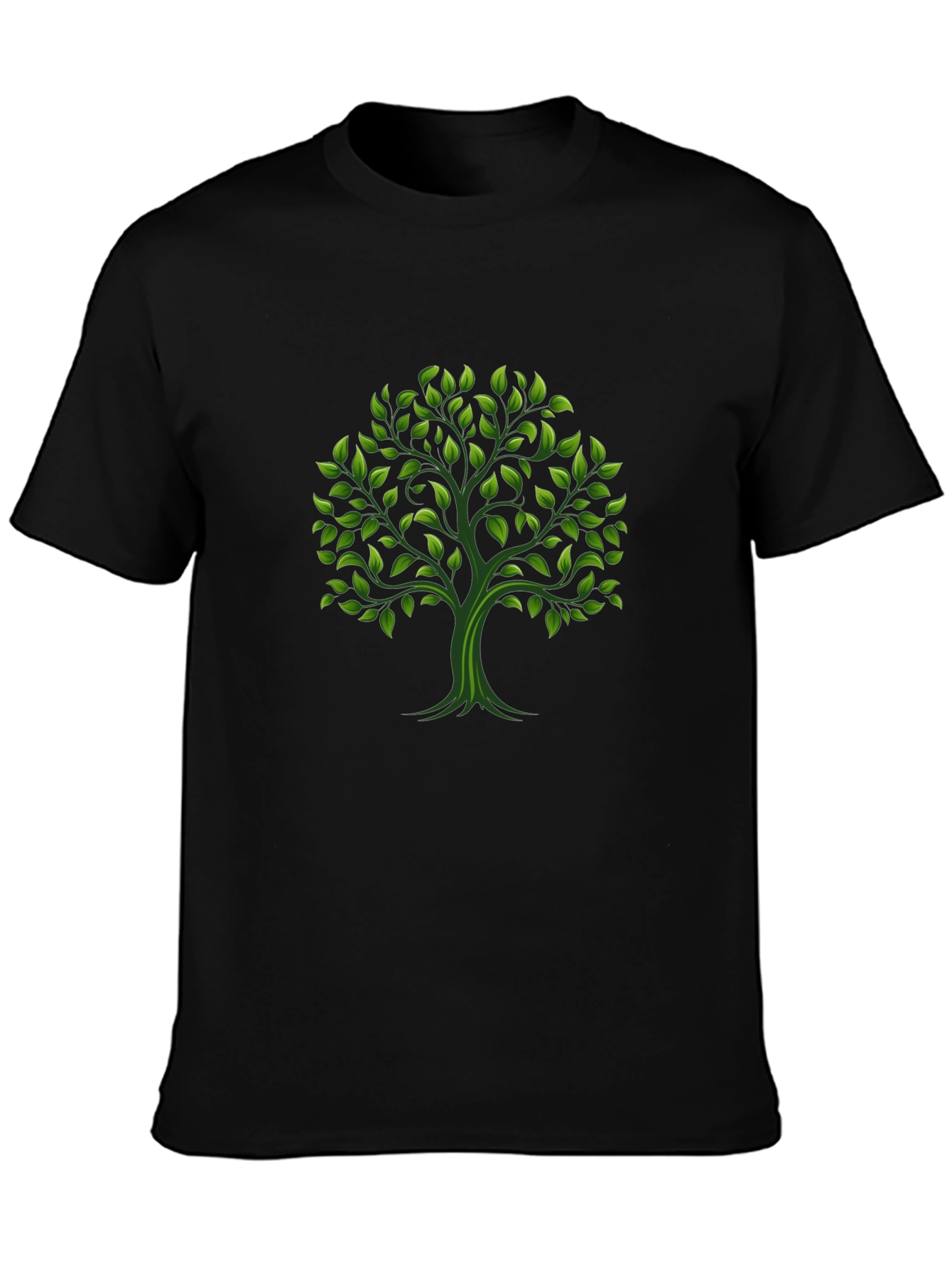 Green Tree Graphic Black T-Shirt