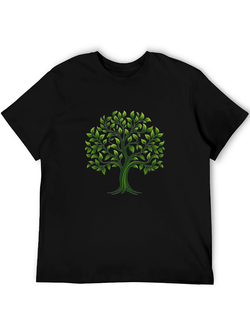 Green Tree Graphic Black T-Shirt