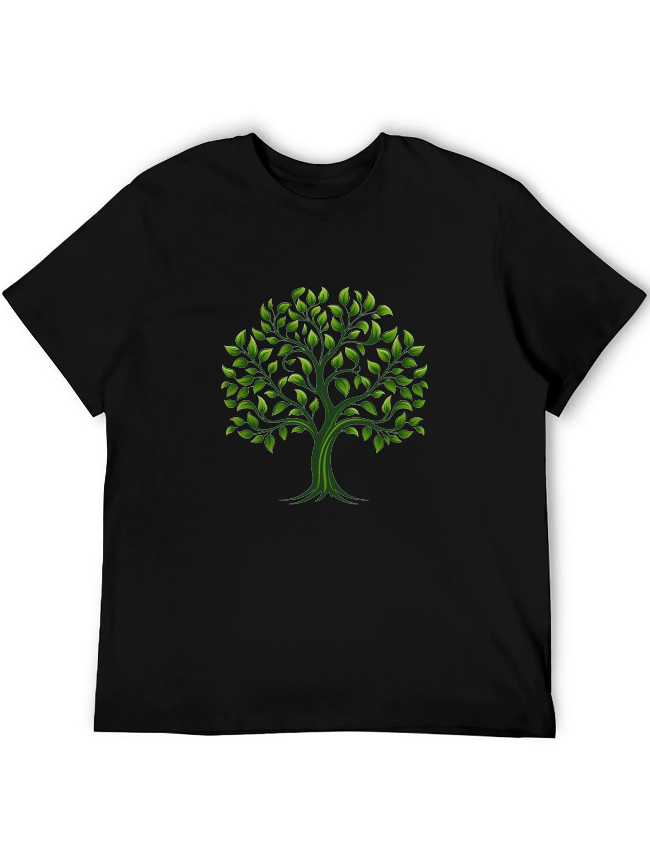 Green Tree Graphic Black T-Shirt