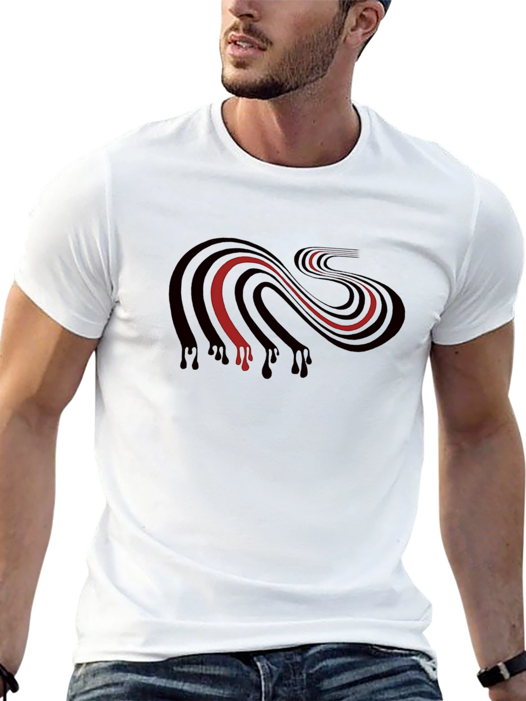 Striped Dripping Graphic Tee