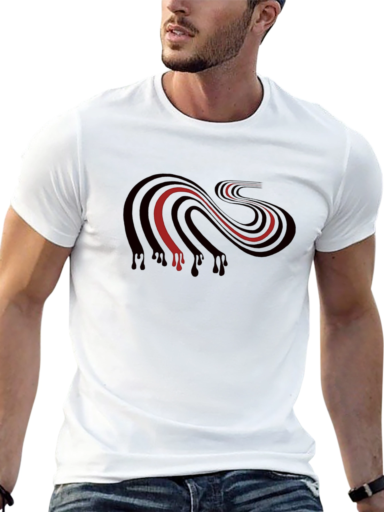 Striped Dripping Graphic Tee