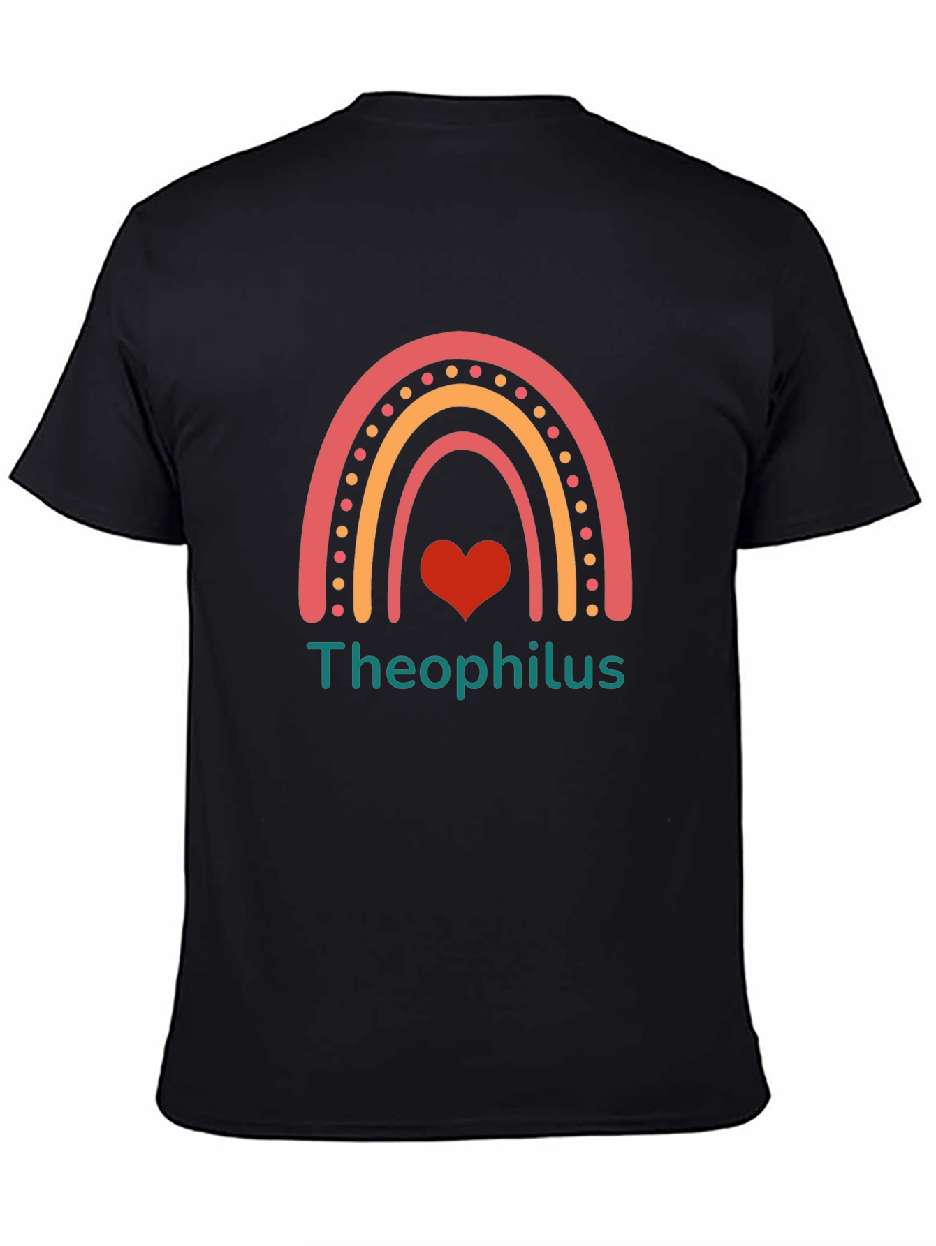 Theophilus Rainbow Heart Graphic Tee - Black