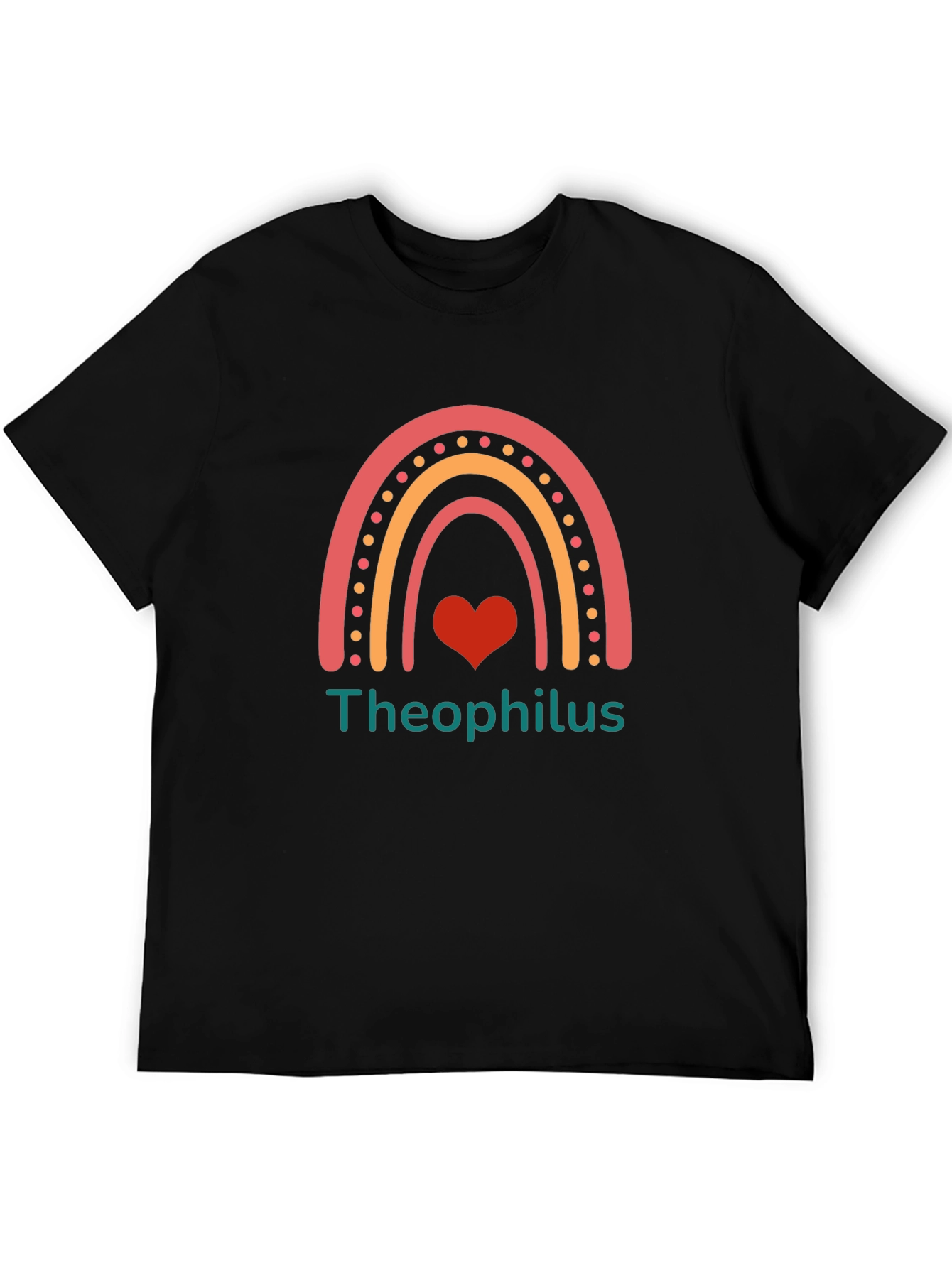 Theophilus Rainbow Heart Graphic Tee - Black