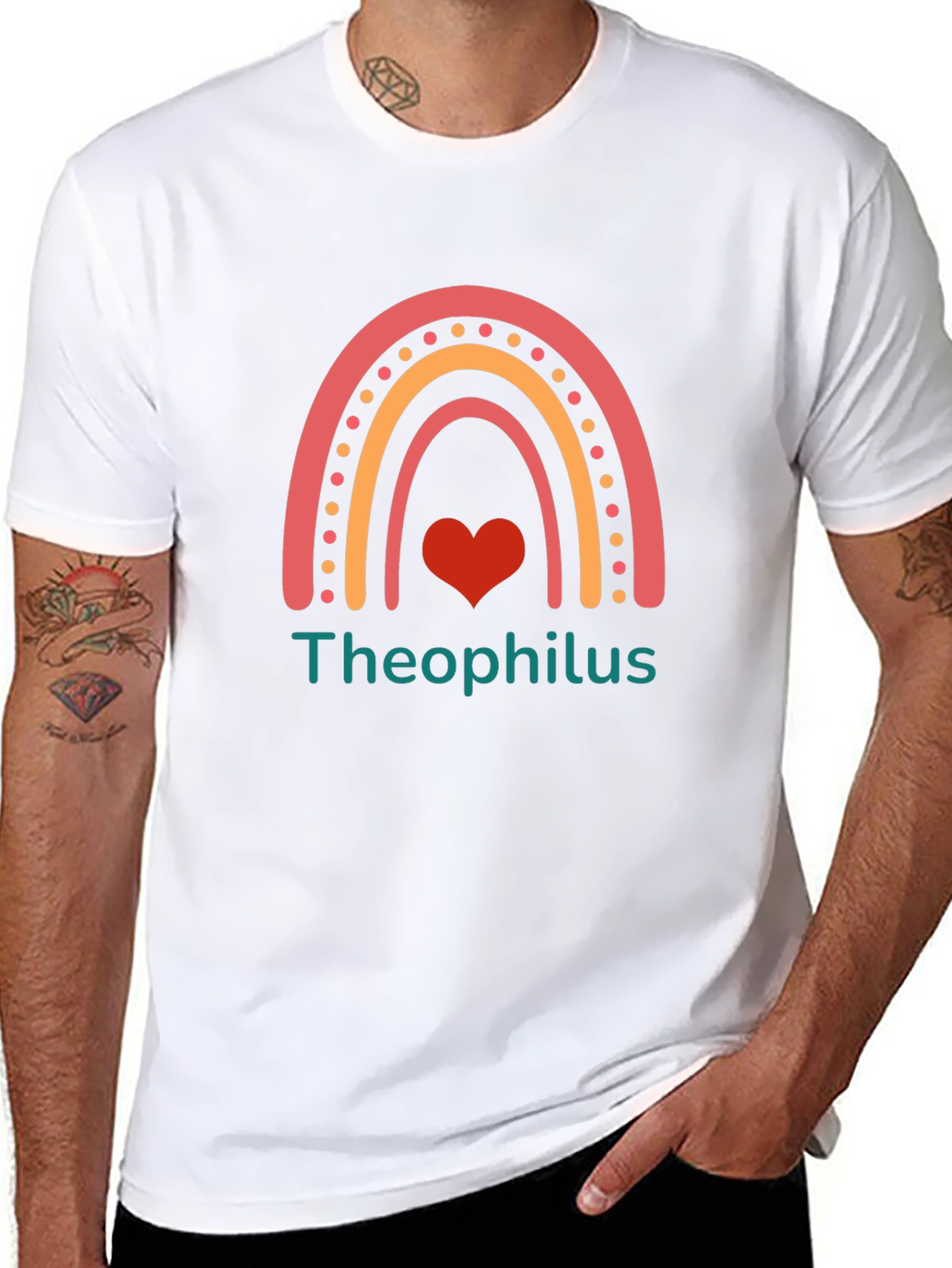 Theophilus Rainbow Heart Graphic Tee - Black