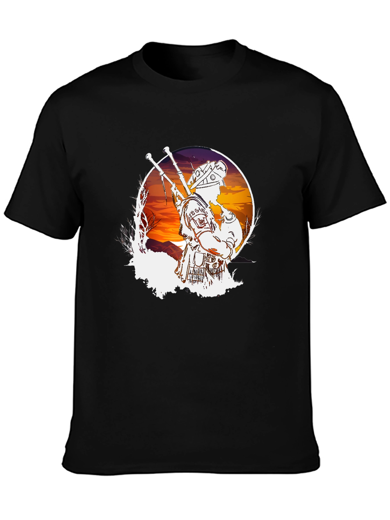 Bagpiper Sunset Graphic Tee - Cool Musician T-Shirt