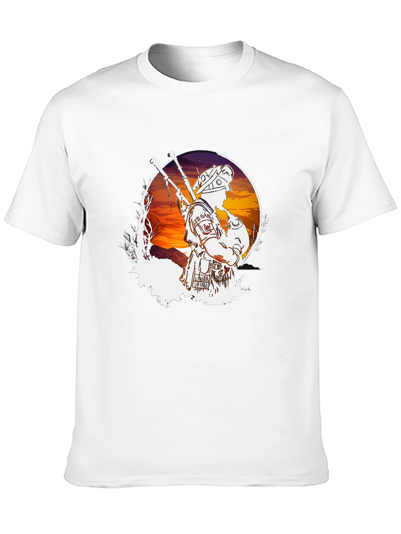 Bagpiper Sunset Graphic Tee - Cool Musician T-Shirt