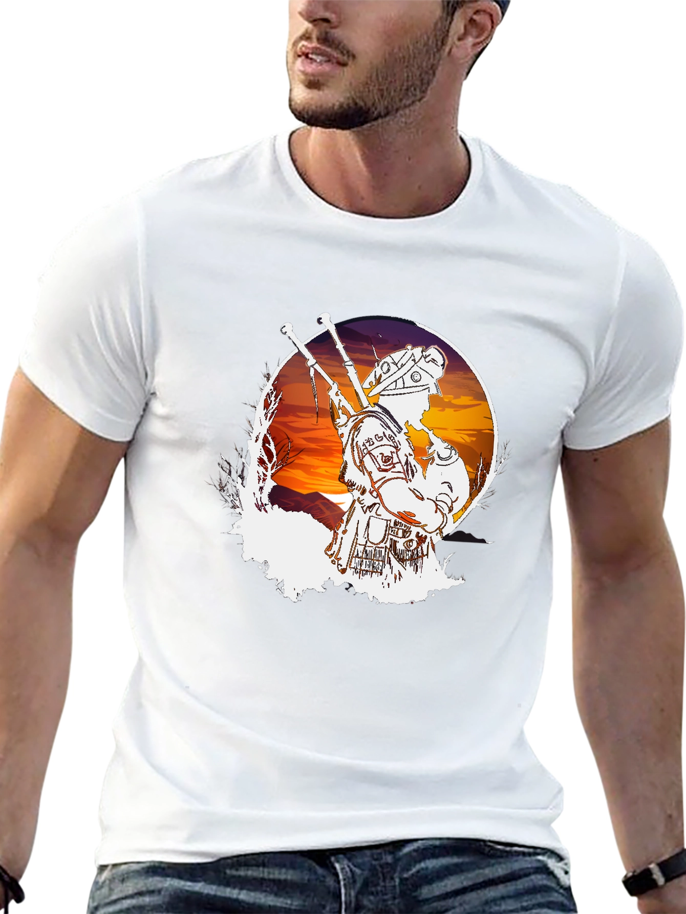 Bagpiper Sunset Graphic Tee - Cool Musician T-Shirt