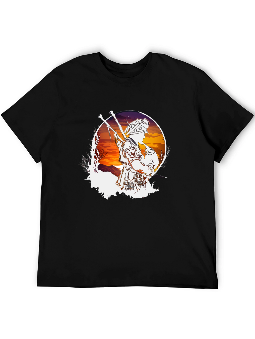 Bagpiper Sunset Graphic Tee - Cool Musician T-Shirt