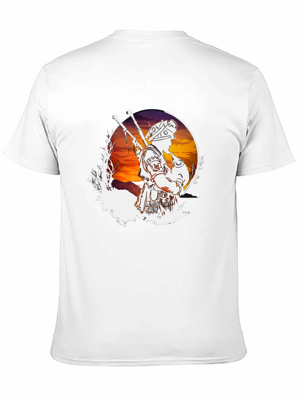 Bagpiper Sunset Graphic Tee - Cool Musician T-Shirt