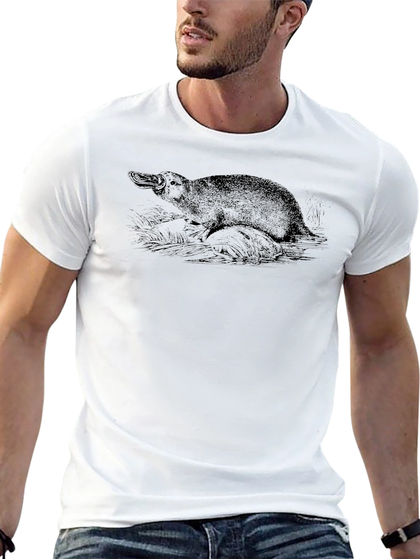 Black T-Shirt with Platypus Print