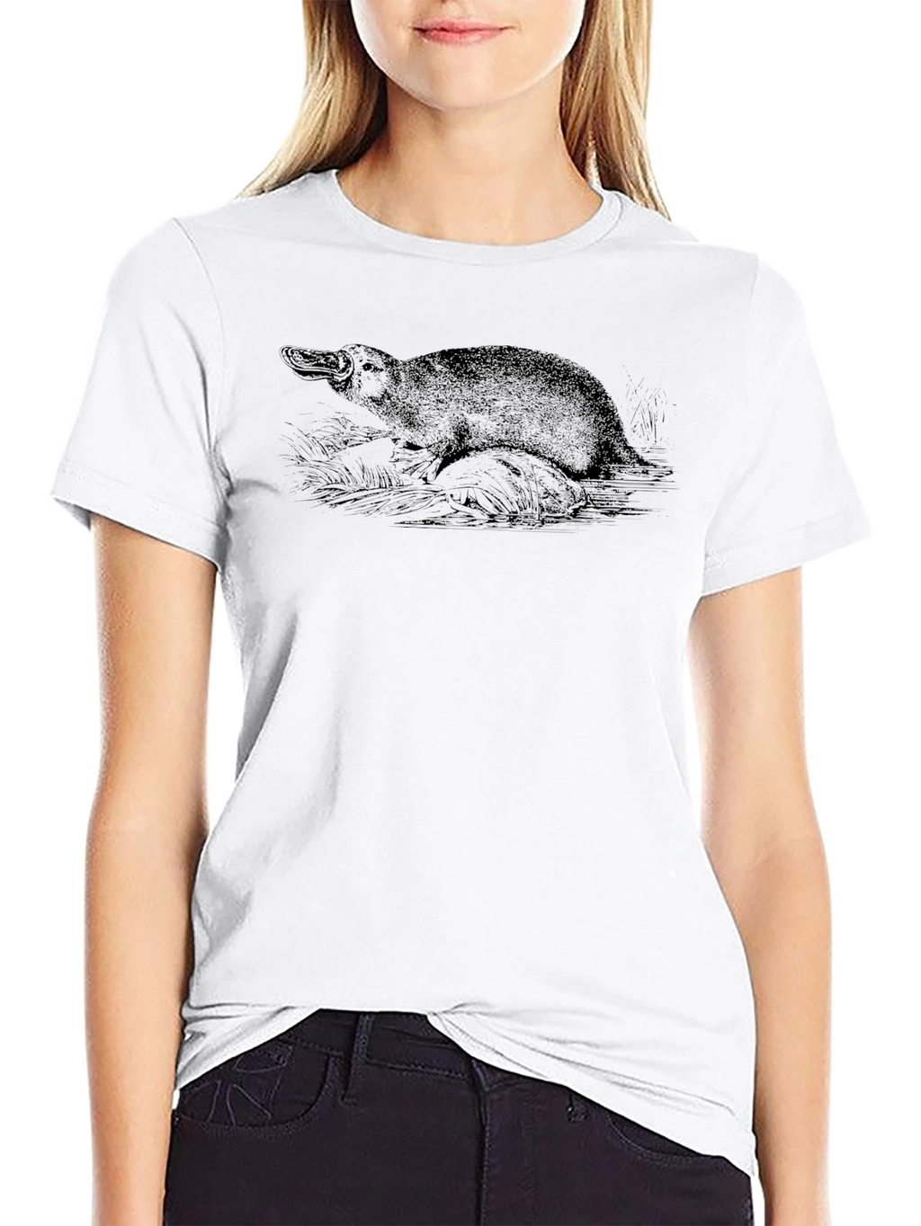 Black T-Shirt with Platypus Print