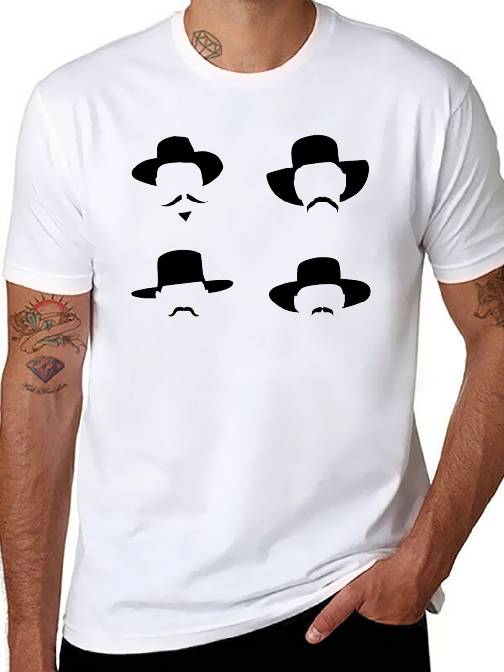 Silhouette Hat & Mustache Graphic Tee