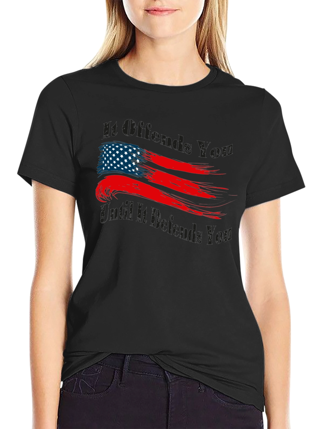 Patriotic American Flag Graphic T-Shirt