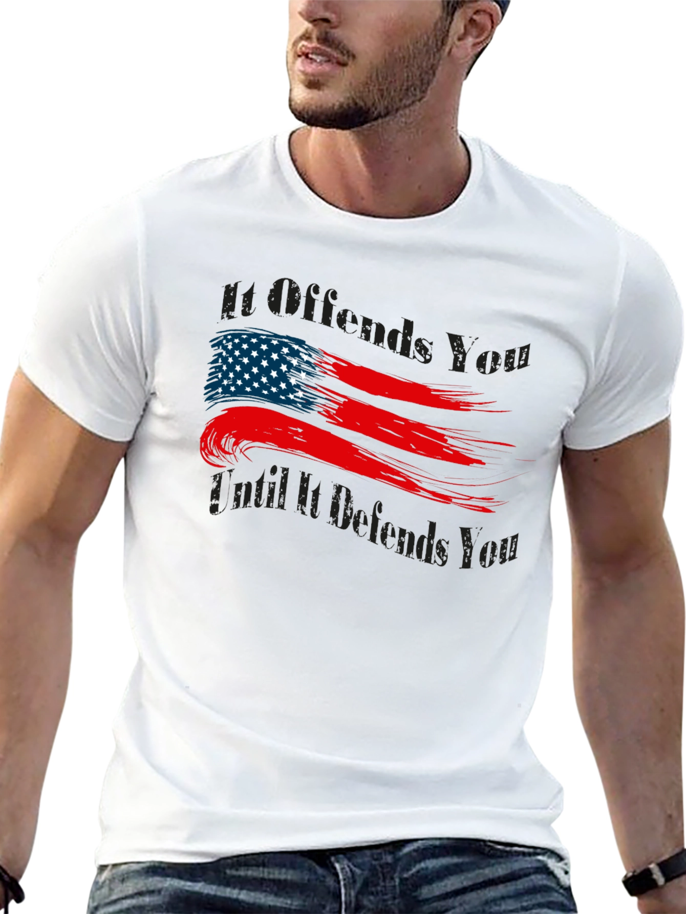 Patriotic American Flag Graphic T-Shirt