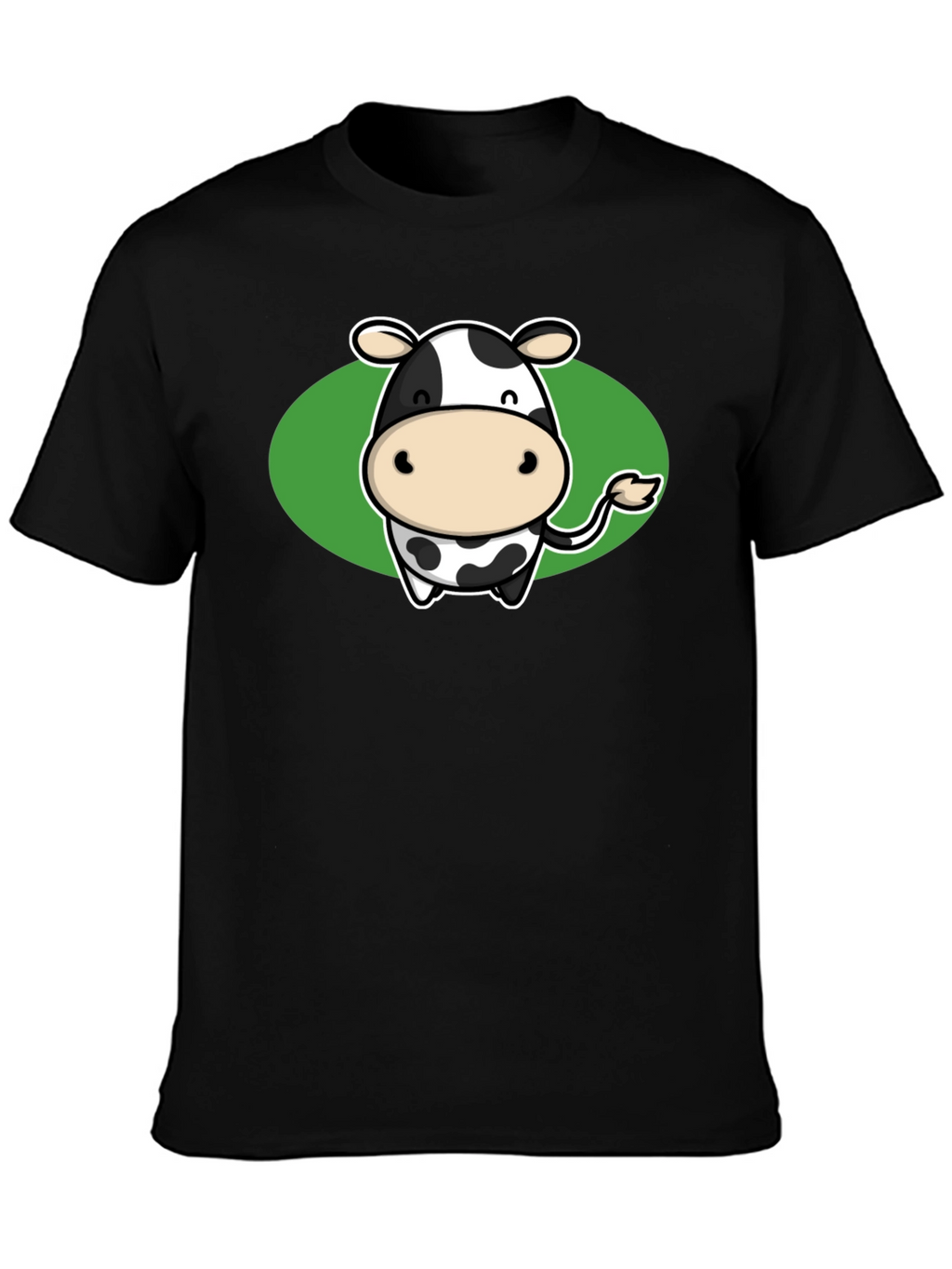 Cute Cow Graphic Tee - Black Cotton T-Shirt