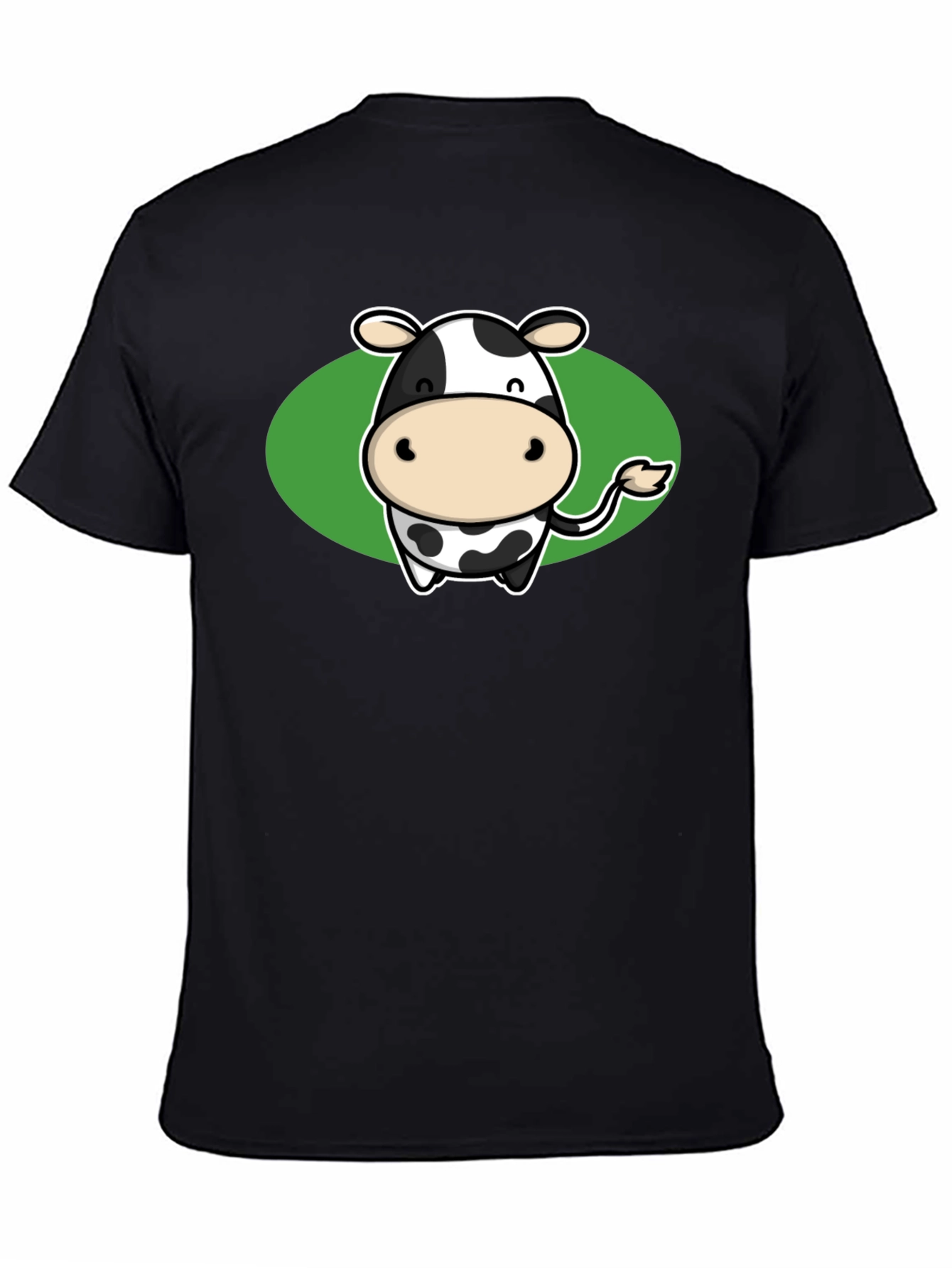 Cute Cow Graphic Tee - Black Cotton T-Shirt