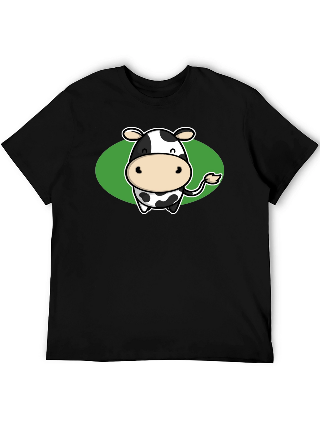 Cute Cow Graphic Tee - Black Cotton T-Shirt