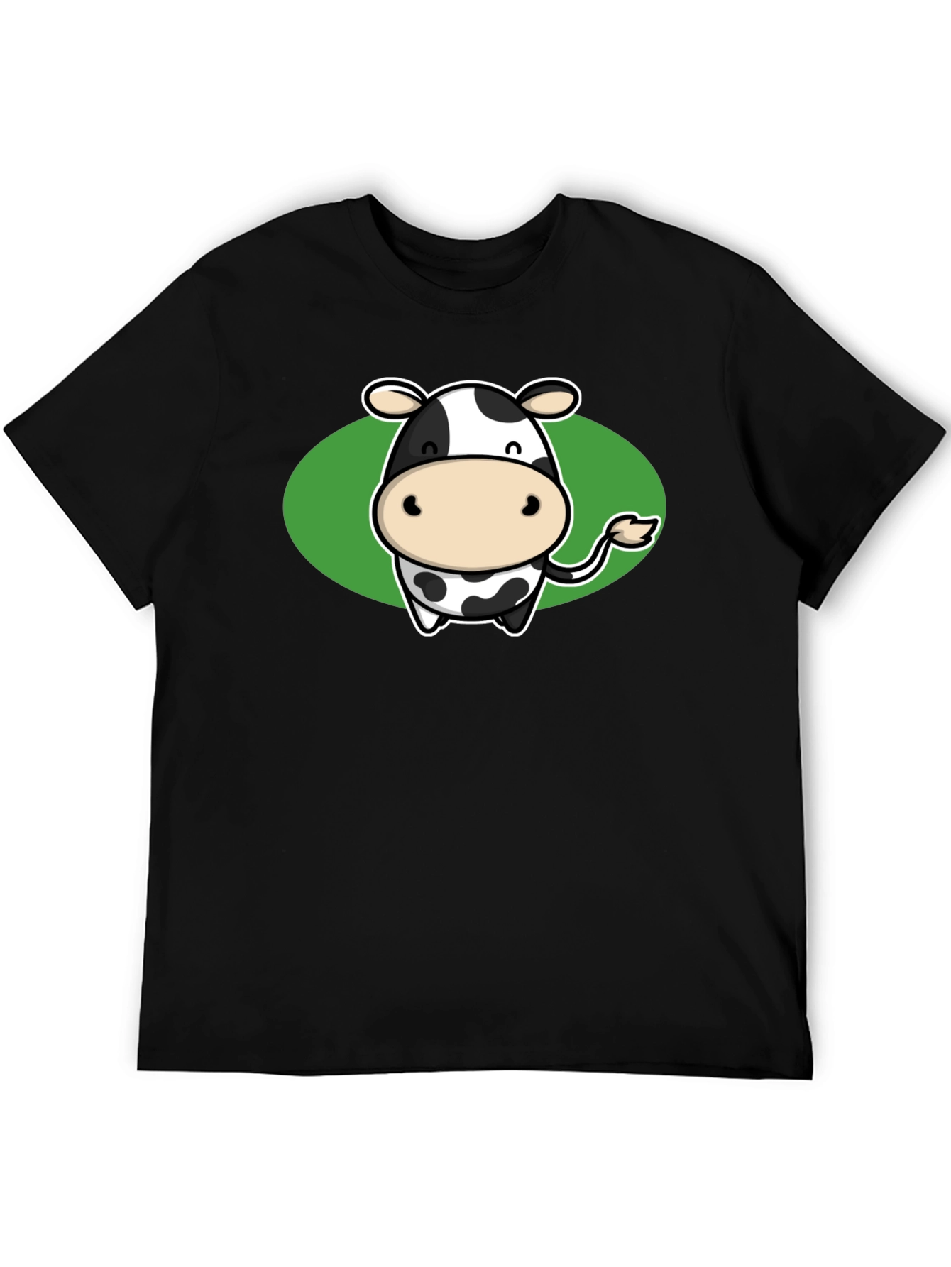 Cute Cow Graphic Tee - Black Cotton T-Shirt
