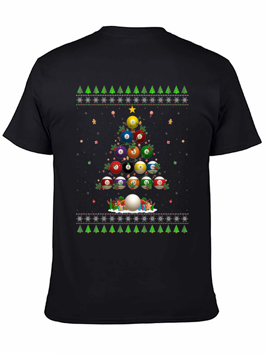 Billiard Ball Christmas Tree Holiday T-Shirt