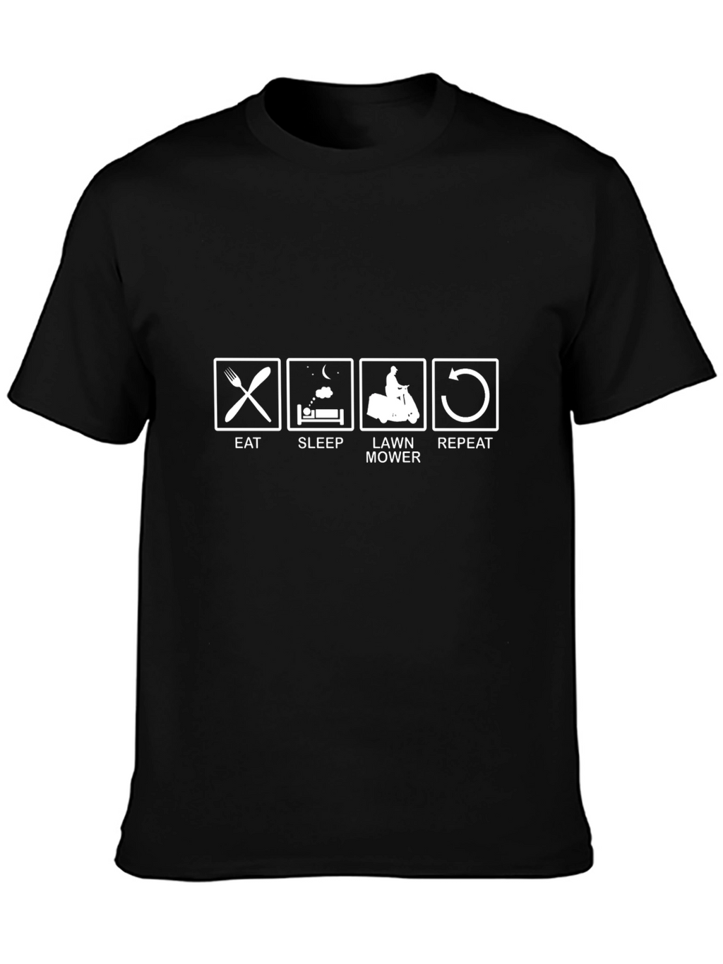 Eat Sleep Lawn Mower Repeat T-Shirt - Black