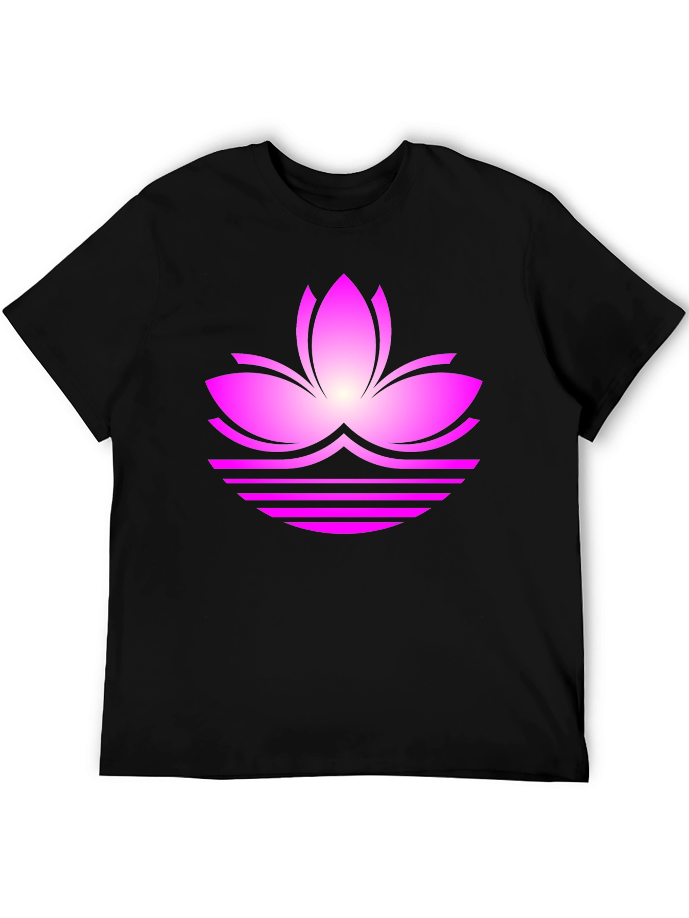 Lotus Flower Graphic Tee - Black Casual T-Shirt