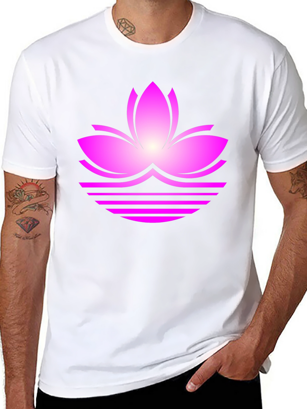 Lotus Flower Graphic Tee - Black Casual T-Shirt