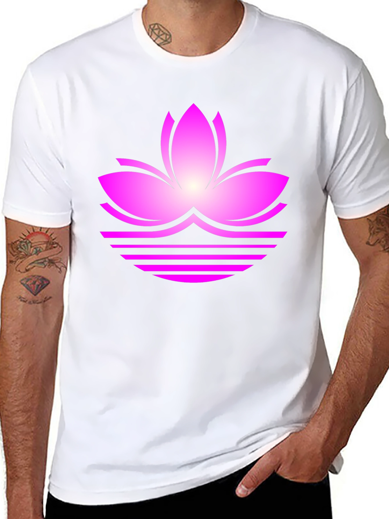 Lotus Flower Graphic Tee - Black Casual T-Shirt