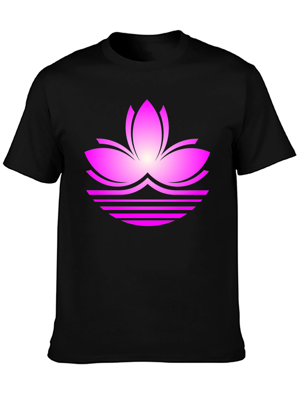 Lotus Flower Graphic Tee - Black Casual T-Shirt