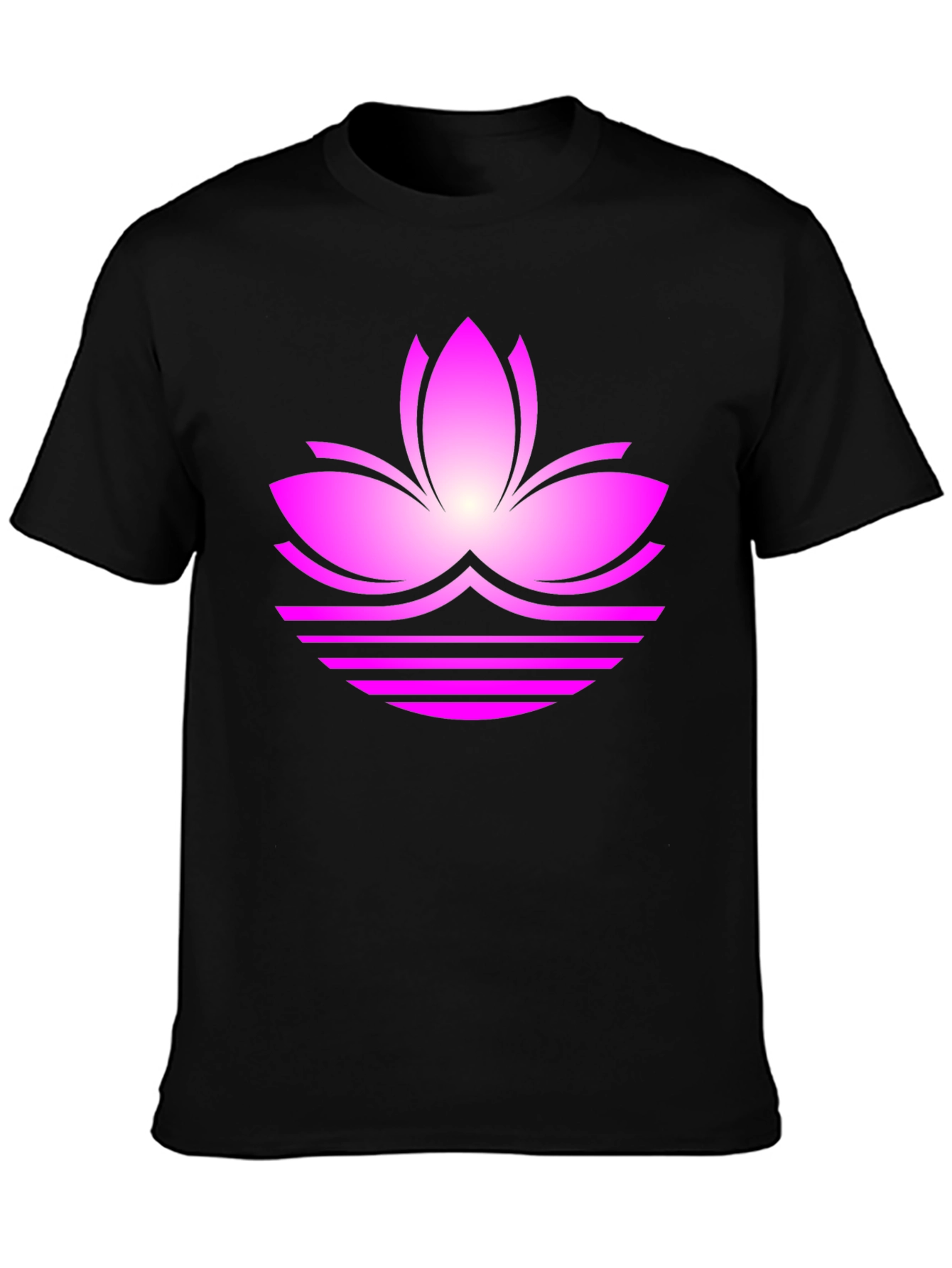 Lotus Flower Graphic Tee - Black Casual T-Shirt