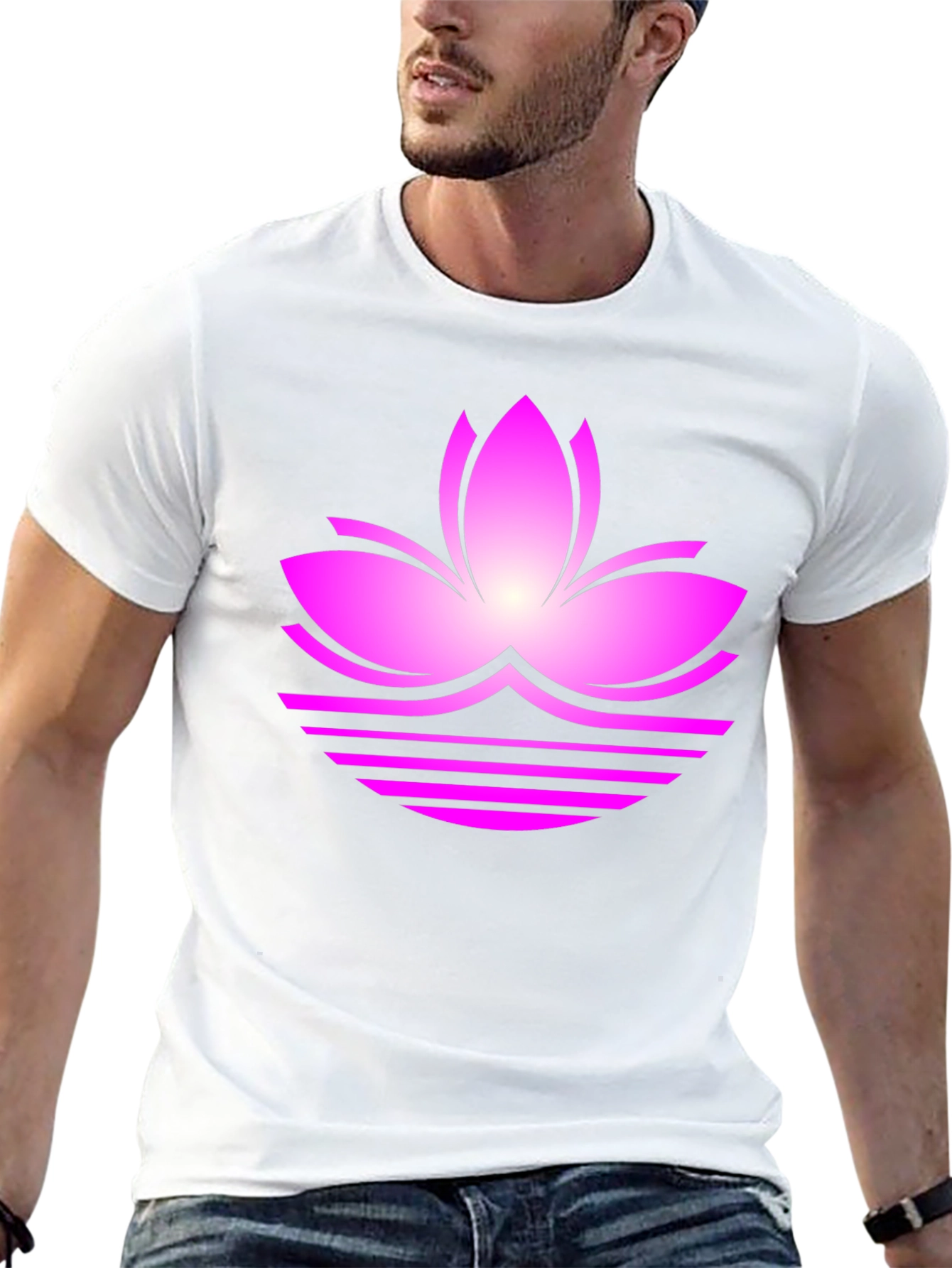 Lotus Flower Graphic Tee - Black Casual T-Shirt